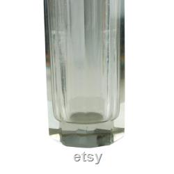 Vintage Paneled Glass Dresser Jar with Sterling Silver Lid, Morning Glory Motif, 10-Sided Glass Vanity Jar