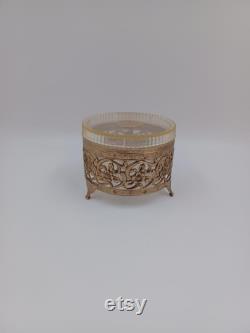 Vintage Pearls and Mink Brass Casket Powder Box 3.25 T x 4.25 R