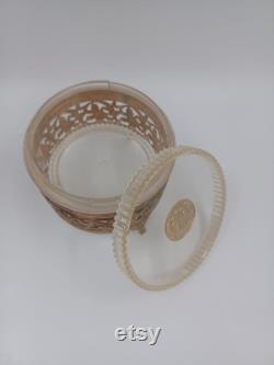 Vintage Pearls and Mink Brass Casket Powder Box 3.25 T x 4.25 R