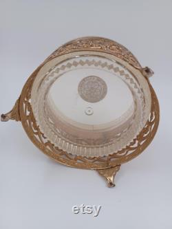 Vintage Pearls and Mink Brass Casket Powder Box 3.25 T x 4.25 R