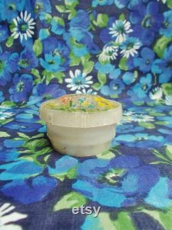 Vintage PerCenta Plastic Powder Pot Hand-Painted Floral Lid, 1940s