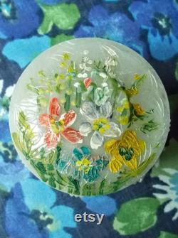 Vintage PerCenta Plastic Powder Pot Hand-Painted Floral Lid, 1940s