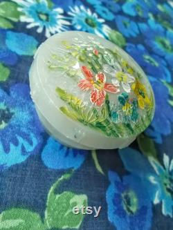 Vintage PerCenta Plastic Powder Pot Hand-Painted Floral Lid, 1940s