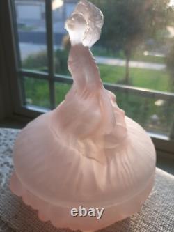 Vintage Pink Frosted Powder Puff Box! Curtsy RARE BEAUTY! REALLY EXCEPTIONAL