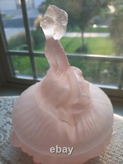Vintage Pink Frosted Powder Puff Box! Curtsy RARE BEAUTY! REALLY EXCEPTIONAL