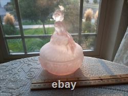 Vintage Pink Frosted Powder Puff Box! Curtsy RARE BEAUTY! REALLY EXCEPTIONAL