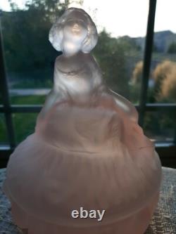 Vintage Pink Frosted Powder Puff Box! Curtsy RARE BEAUTY! REALLY EXCEPTIONAL