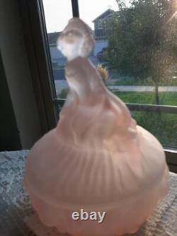 Vintage Pink Frosted Powder Puff Box! Curtsy RARE BEAUTY! REALLY EXCEPTIONAL