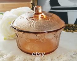 Vintage Pink Glass Candy Dish Powder box Trinket Dish, Pink Glass Lidded bowl, lided bowl, vintage vanity decor, vintage home decor