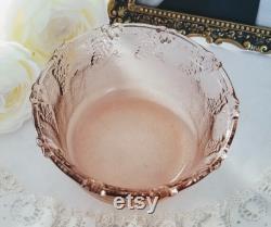 Vintage Pink Glass Candy Dish Powder box Trinket Dish, Pink Glass Lidded bowl, lided bowl, vintage vanity decor, vintage home decor