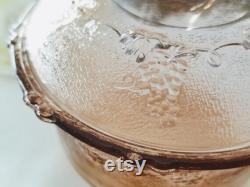 Vintage Pink Glass Candy Dish Powder box Trinket Dish, Pink Glass Lidded bowl, lided bowl, vintage vanity decor, vintage home decor