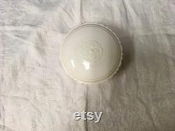 Vintage Pink Glass Powder Box With White Lid 1960 s.