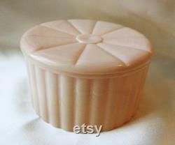 Vintage Pink Plastic Swirl Powder Box Trinkets Dressing Table 2 Inches Tall