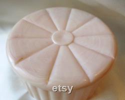 Vintage Pink Plastic Swirl Powder Box Trinkets Dressing Table 2 Inches Tall