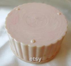 Vintage Pink Plastic Swirl Powder Box Trinkets Dressing Table 2 Inches Tall