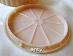 Vintage Pink Plastic Swirl Powder Box Trinkets Dressing Table 2 Inches Tall