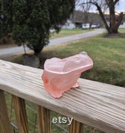 Vintage Pink Satin Frog Powder Dish
