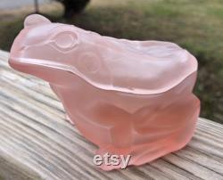 Vintage Pink Satin Frog Powder Dish