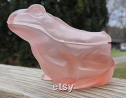 Vintage Pink Satin Frog Powder Dish
