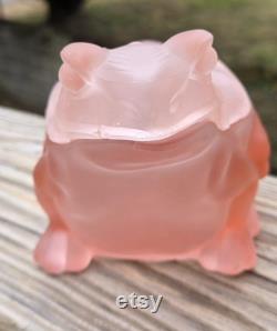 Vintage Pink Satin Frog Powder Dish