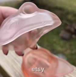 Vintage Pink Satin Frog Powder Dish