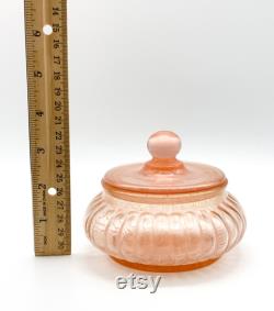Vintage Pink Satin Glass Powder Jar with Lid and Nipple Top Vanity Jar Storage Jar Trinket Jar Bathroom Decor Bathroom Storage