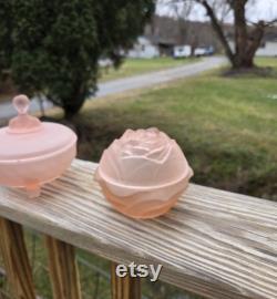 Vintage Pink Satin Rose Powder Box