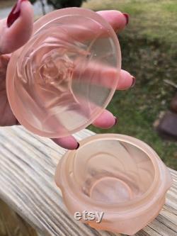 Vintage Pink Satin Rose Powder Box