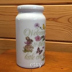 Vintage Porcelain Baby Powder Shaker Welcome to the World Little One