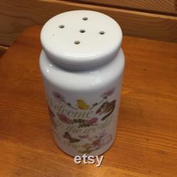 Vintage Porcelain Baby Powder Shaker Welcome to the World Little One