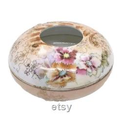 Vintage Porcelain Hair Receiver Hand painted Vanity Trinket Jewelry Box Ornate