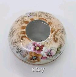 Vintage Porcelain Hair Receiver Hand painted Vanity Trinket Jewelry Box Ornate