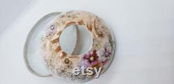 Vintage Porcelain Hair Receiver Hand painted Vanity Trinket Jewelry Box Ornate
