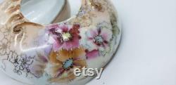 Vintage Porcelain Hair Receiver Hand painted Vanity Trinket Jewelry Box Ornate