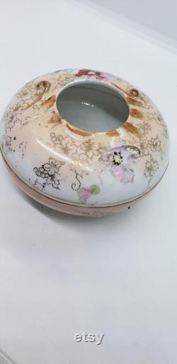 Vintage Porcelain Hair Receiver Hand painted Vanity Trinket Jewelry Box Ornate