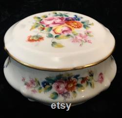 Vintage Porcelain Jewelry Dresser Box or Trinket Box Hand Painted Marked Limoges France