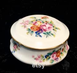 Vintage Porcelain Jewelry Dresser Box or Trinket Box Hand Painted Marked Limoges France