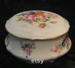 Vintage Porcelain Jewelry Dresser Box or Trinket Box Hand Painted Marked Limoges France