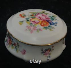 Vintage Porcelain Jewelry Dresser Box or Trinket Box Hand Painted Marked Limoges France