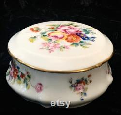 Vintage Porcelain Jewelry Dresser Box or Trinket Box Hand Painted Marked Limoges France