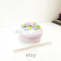 Vintage Porcelain Rose Trinket Box Dermay Fifth Ave NY, Floral Decor