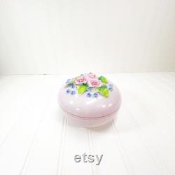 Vintage Porcelain Rose Trinket Box Dermay Fifth Ave NY, Floral Decor