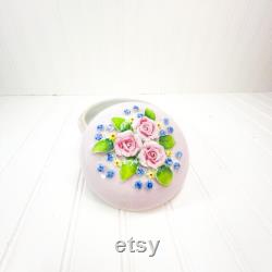 Vintage Porcelain Rose Trinket Box Dermay Fifth Ave NY, Floral Decor