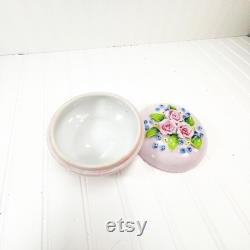Vintage Porcelain Rose Trinket Box Dermay Fifth Ave NY, Floral Decor