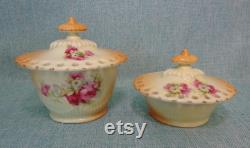 Vintage Porcelain Vanity Powder Jars, Vintage Vanity Set