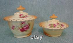 Vintage Porcelain Vanity Powder Jars, Vintage Vanity Set