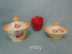 Vintage Porcelain Vanity Powder Jars, Vintage Vanity Set