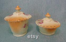 Vintage Porcelain Vanity Powder Jars, Vintage Vanity Set