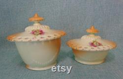 Vintage Porcelain Vanity Powder Jars, Vintage Vanity Set