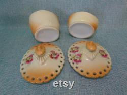 Vintage Porcelain Vanity Powder Jars, Vintage Vanity Set